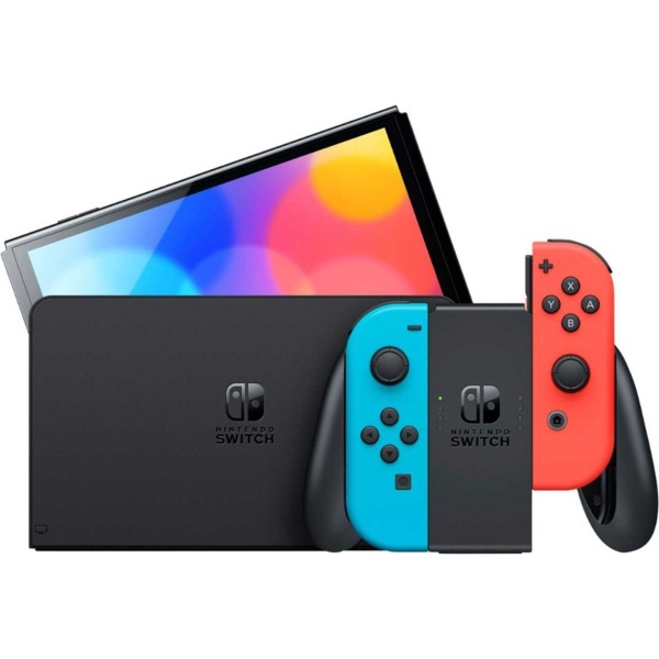 Nintendo Switch OLED Gaming Console Blue/Neon Red Set - 045496883409